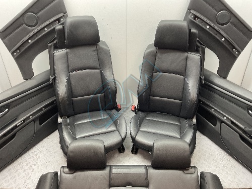 BMW 3 Series E93 LCI Black Leather Blue Stitch Interior Seats Door Cards