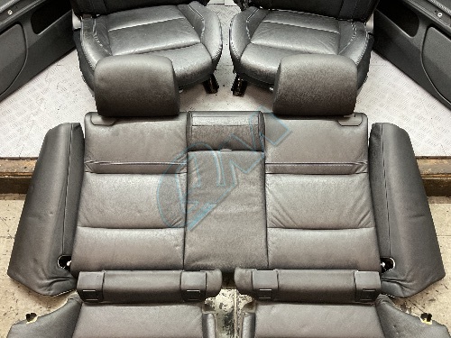 BMW 3 Series E93 LCI Black Leather Blue Stitch Interior Seats Door Cards